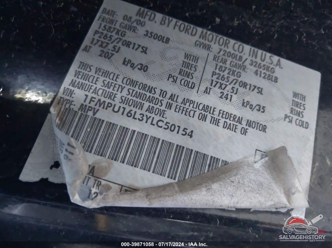 1FMPU16L3YLC50154 2004 FORD EXPEDITION photo no. 9