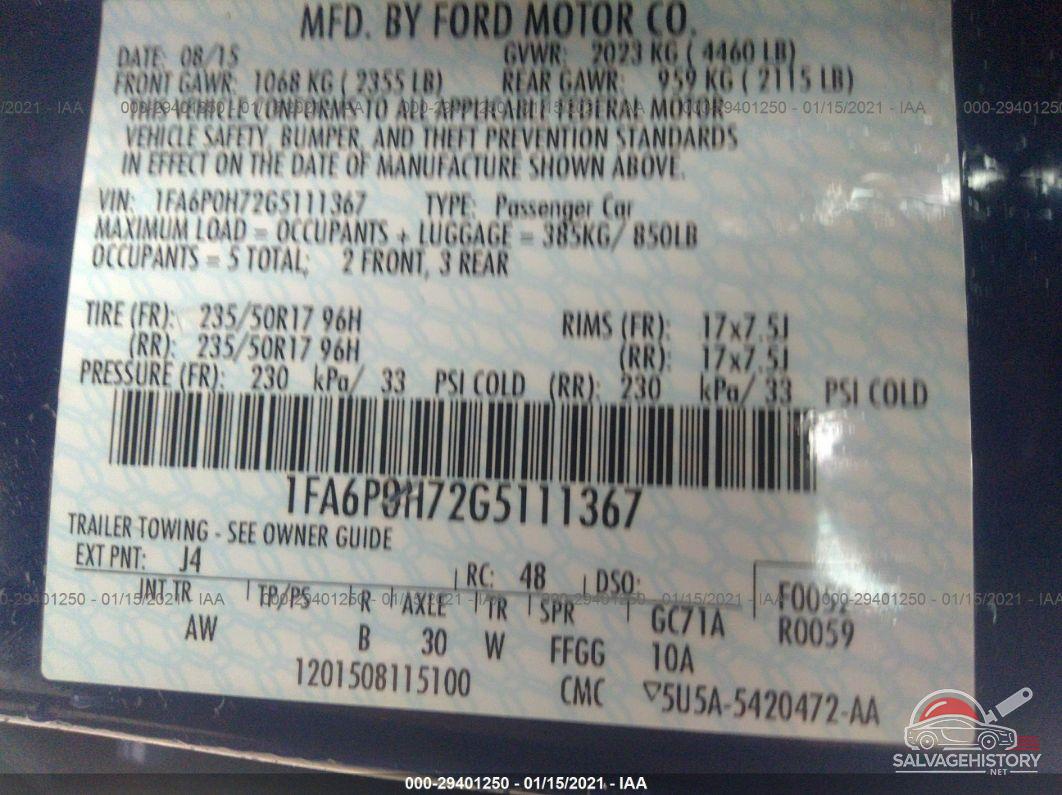 1FA6P0H72G5111367 2016 FORD FUSION photo no. 9