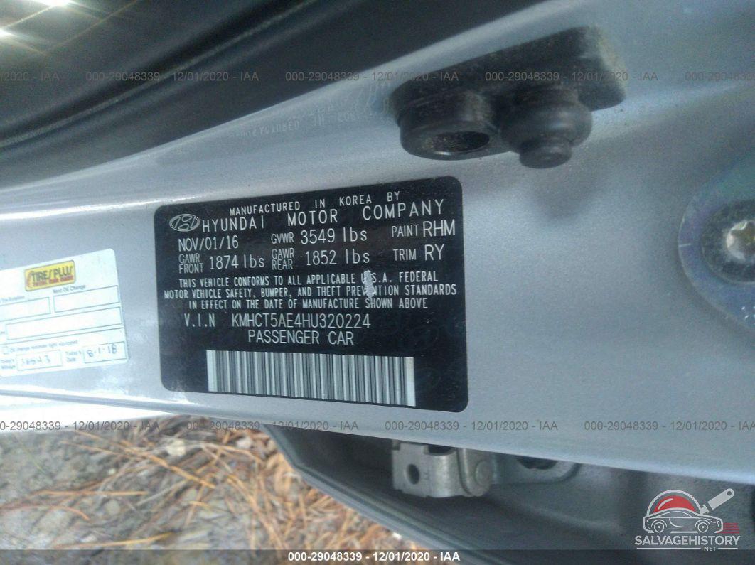 KMHCT5AE4HU320224 2017 HYUNDAI ACCENT photo no. 9