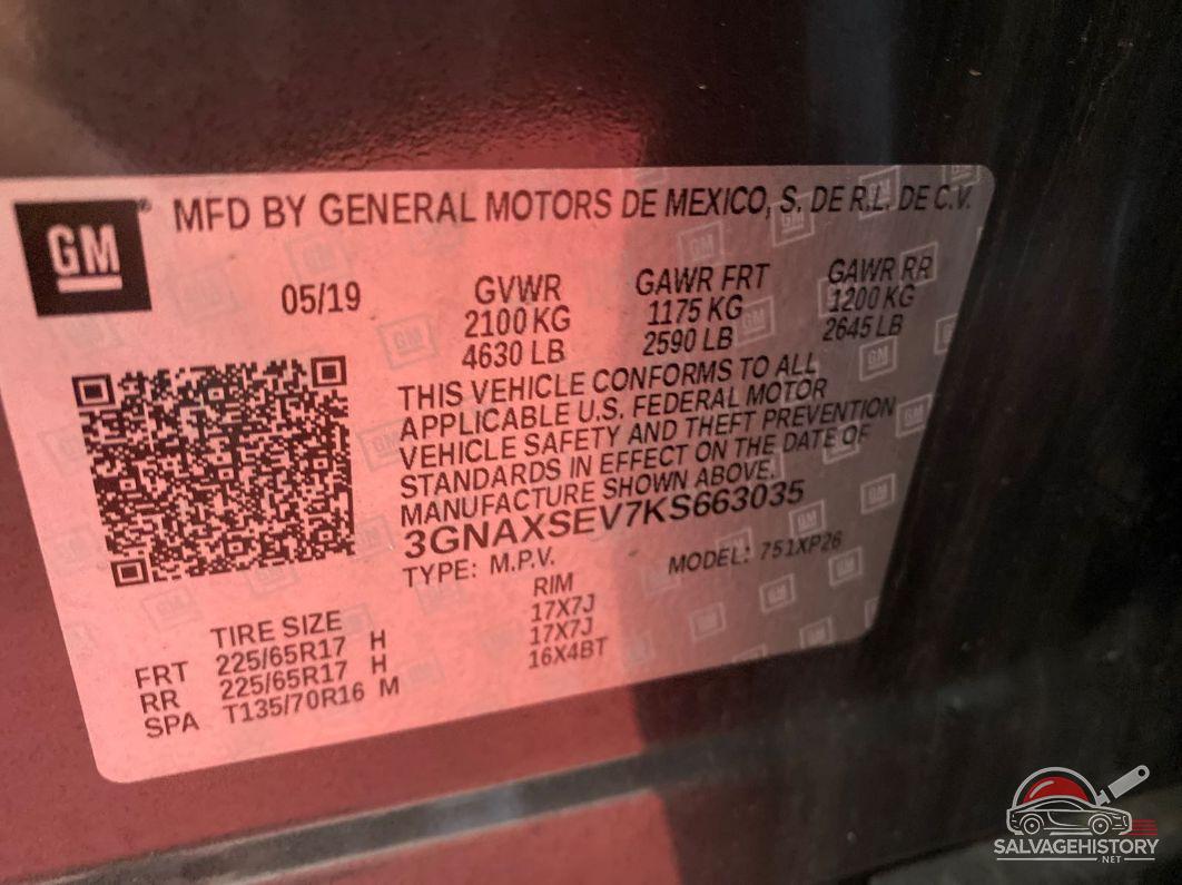3GNAXSEV7KS663035 2019 CHEVROLET EQUINOX photo no. 7