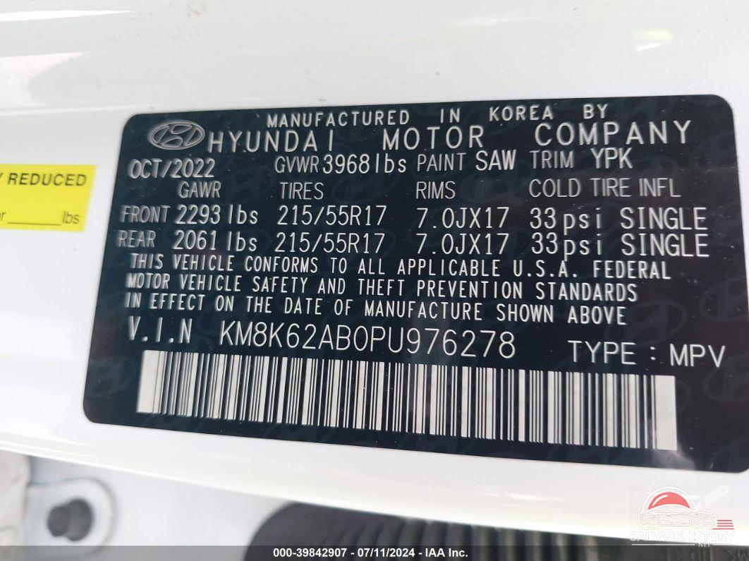 KM8K62AB0PU976278 2023 HYUNDAI KONA photo no. 9