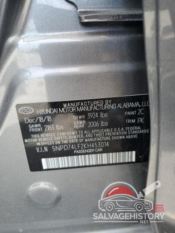 5NPD74LF2KH453014 2019 HYUNDAI ELANTRA photo no. 12