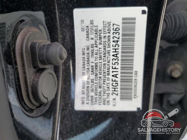 2HGFA1F53AH542367 2010 HONDA CIVIC photo no. 12