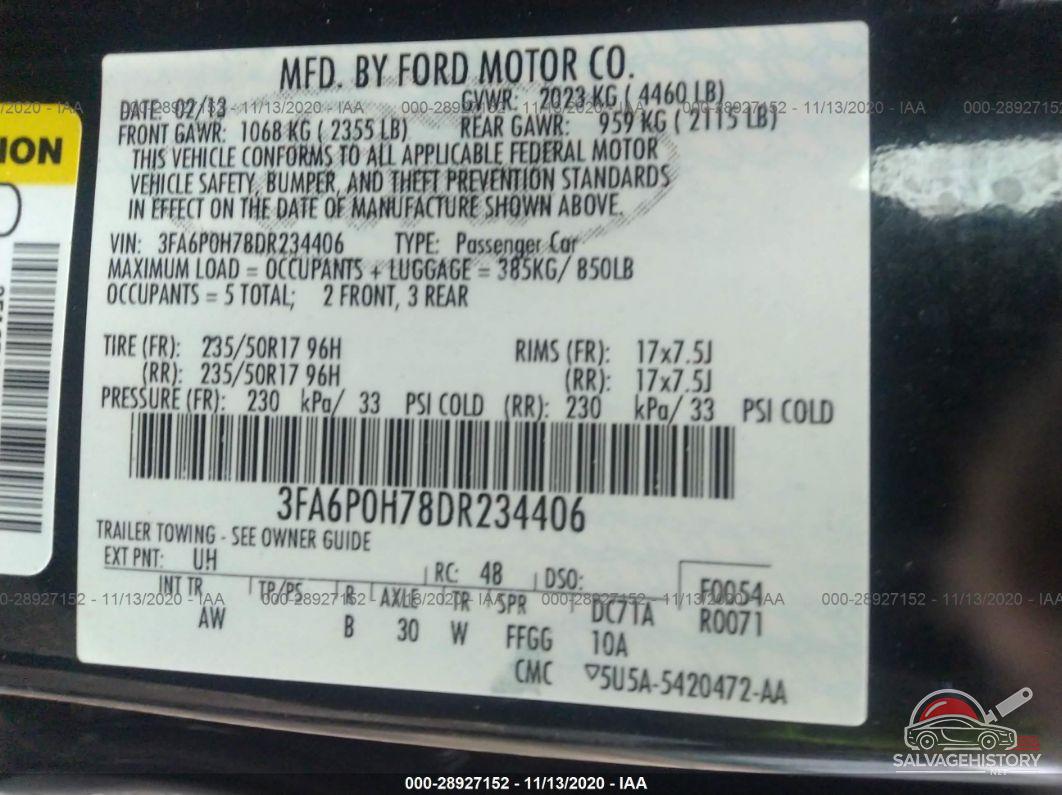 3FA6P0H78DR234406 2013 FORD FUSION photo no. 9