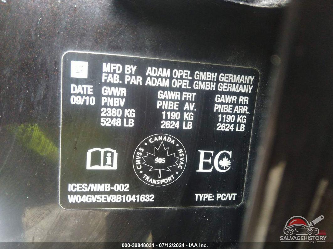 W04GV5EV8B1041632 2011 BUICK REGAL photo no. 9