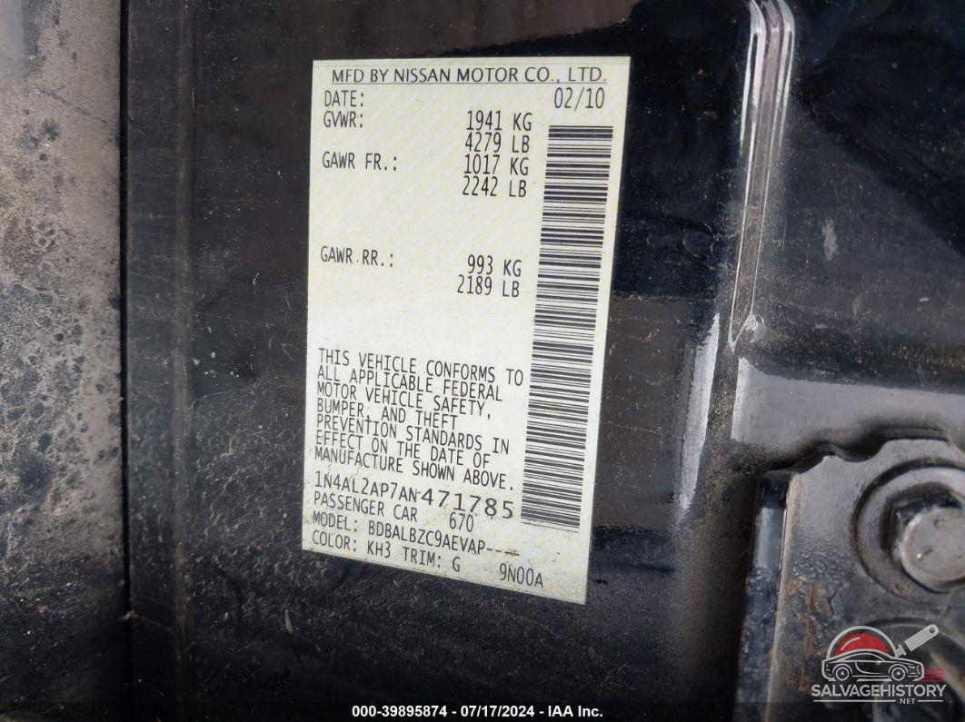 1N4AL2AP7AN471785 2010 NISSAN ALTIMA photo no. 9