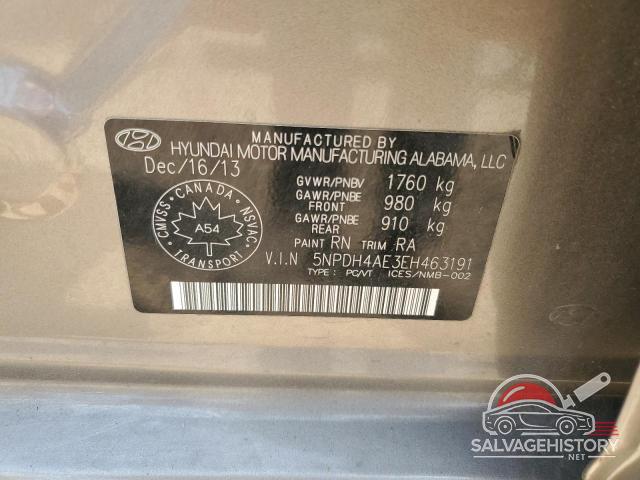 5NPDH4AE3EH463191 2014 HYUNDAI ELANTRA photo no. 13