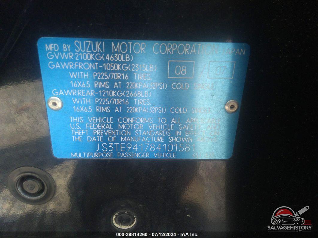 JS3TE941784101581 2008 SUZUKI GRAND VITARA photo no. 9