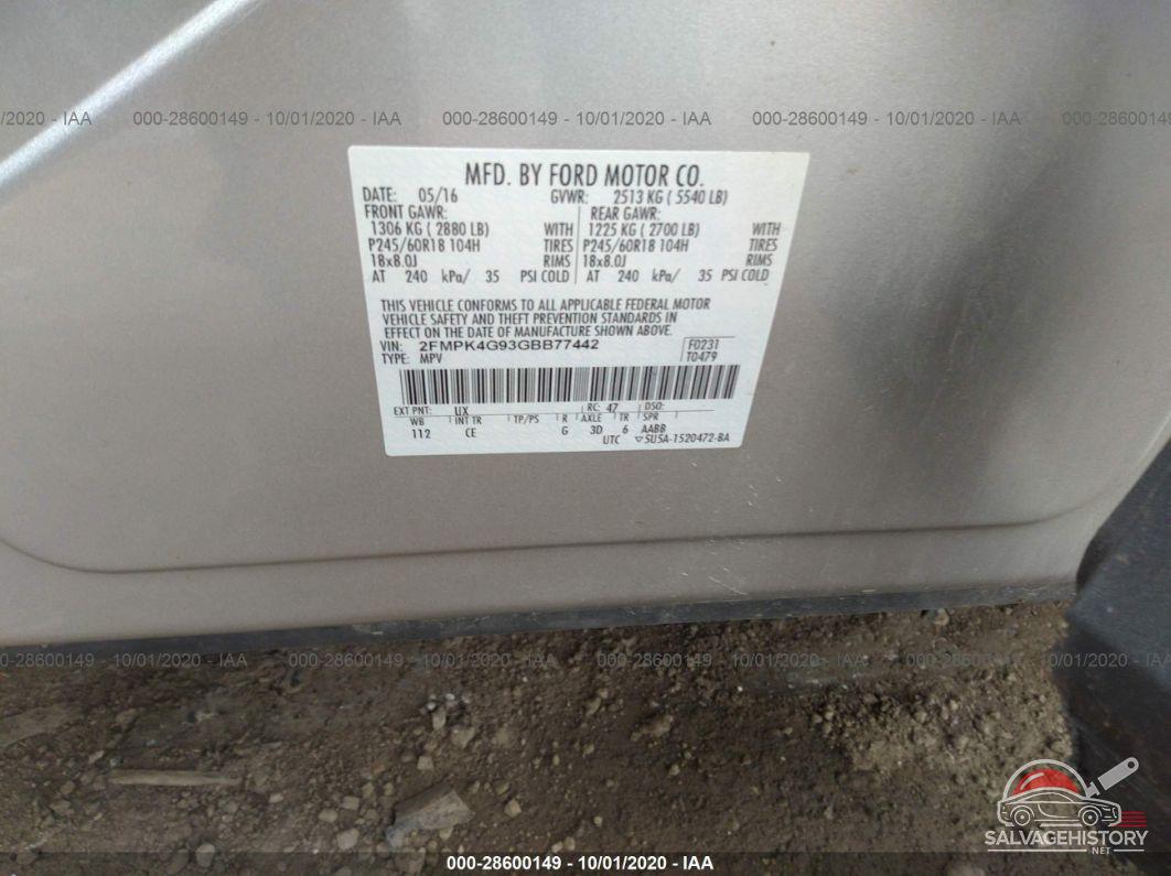 2FMPK4G93GBB77442 2016 FORD EDGE photo no. 9