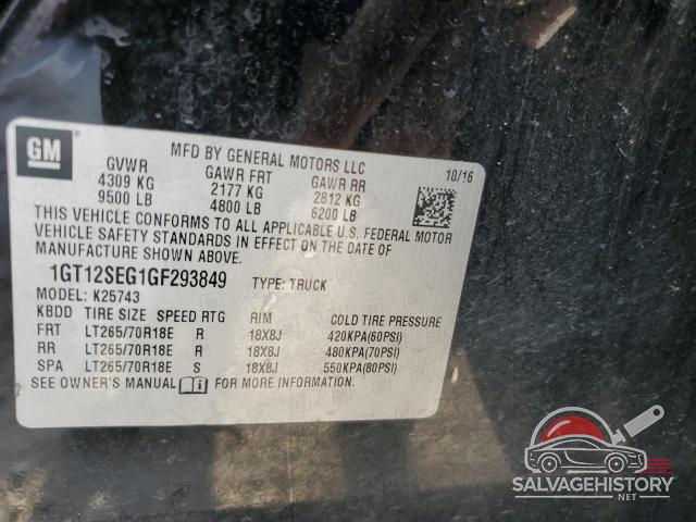 1GT12SEG1GF293849 2016 GMC SIERRA photo no. 12