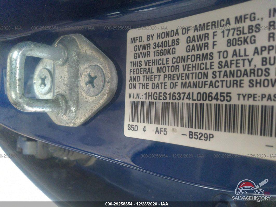 1HGES16374L006455 2004 HONDA CIVIC photo no. 9