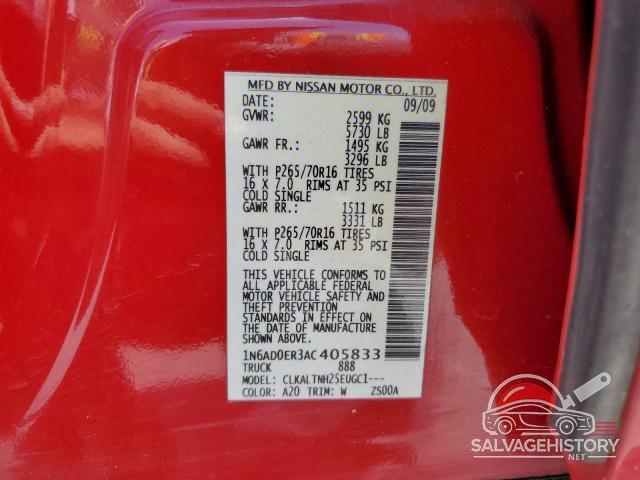 1N6AD0ER3AC405833 2010 NISSAN FRONTIER photo no. 12