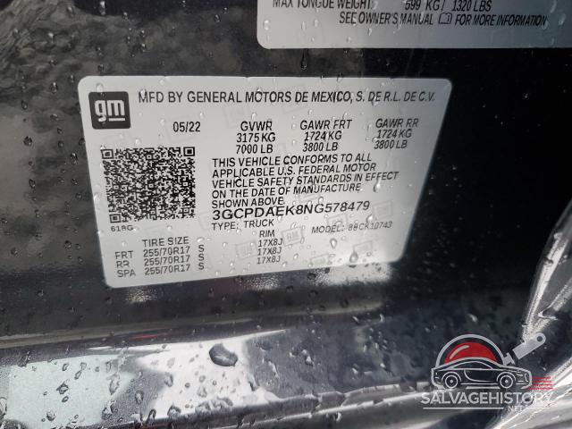 3GCPDAEK8NG578479 2022 CHEVROLET ALL Models photo no. 14