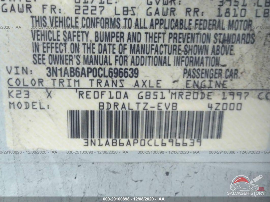3N1AB6AP0CL696639 2012 NISSAN SENTRA photo no. 9