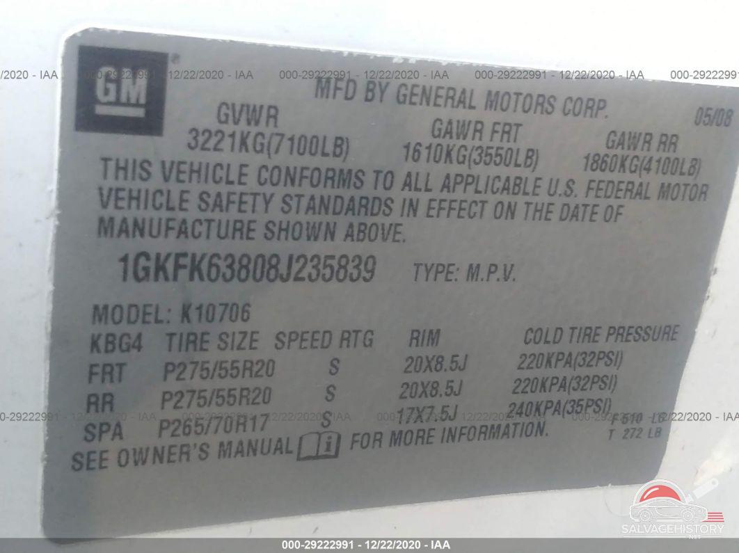 1GKFK63808J235839 2008 GMC YUKON DENALI photo no. 9