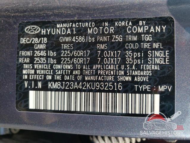 KM8J23A42KU932516 2019 HYUNDAI TUCSON photo no. 13