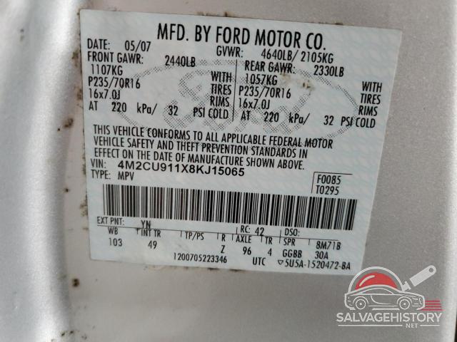 4M2CU911X8KJ15065 2008 MERCURY MARINER photo no. 14