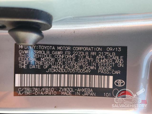 JTDKN3DU7D5700549 2013 TOYOTA PRIUS photo no. 12
