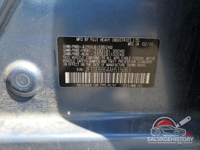 JF1GE6B64AH515063 2010 SUBARU IMPREZA photo no. 13