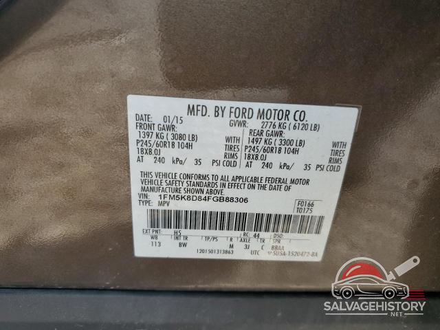 1FM5K8D84FGB88306 2015 FORD EXPLORER photo no. 14