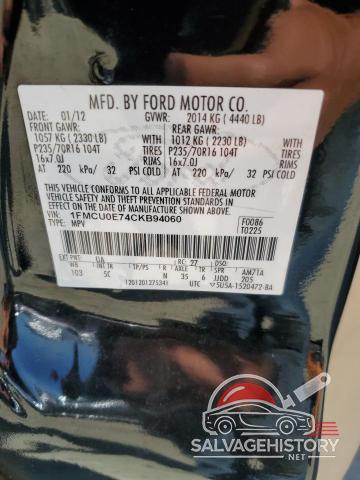 1FMCU0E74CKB94060 2012 FORD ESCAPE photo no. 13