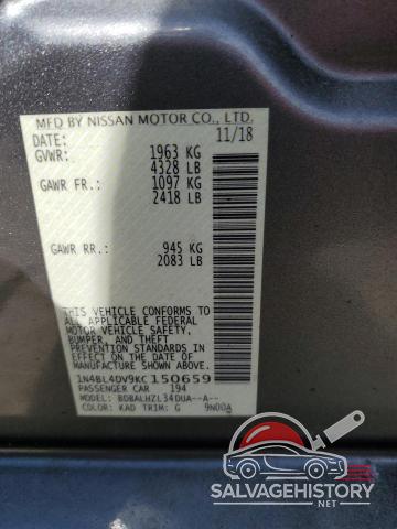 1N4BL4DV9KC150659 2019 NISSAN ALTIMA photo no. 13