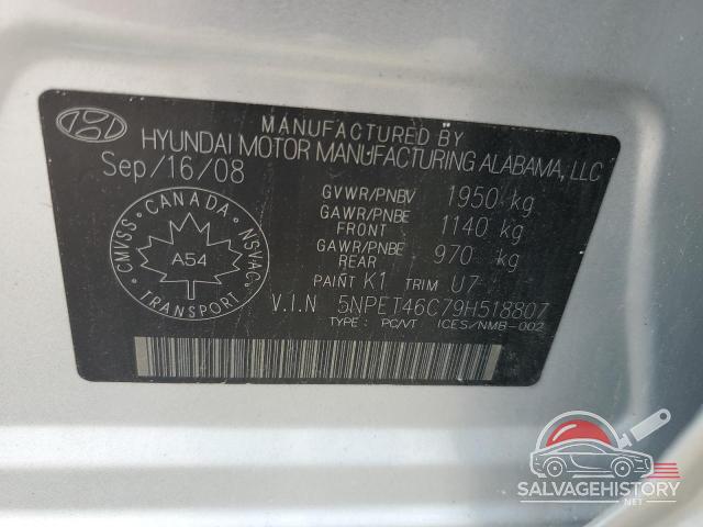 5NPET46C79H518807 2009 HYUNDAI SONATA photo no. 13