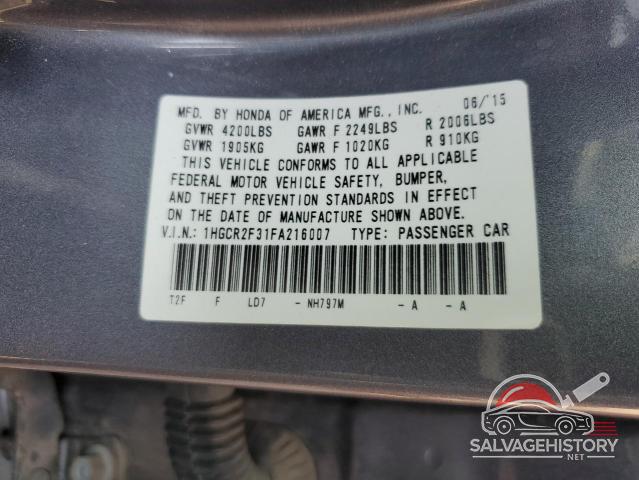 1HGCR2F31FA216007 2015 HONDA ACCORD photo no. 12