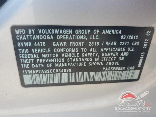 1VWAP7A32CC064039 2012 VOLKSWAGEN PASSAT photo no. 12