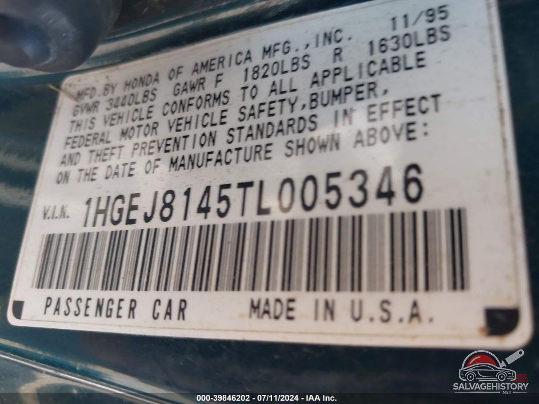 1HGEJ8145TL005346 1996 HONDA CIVIC photo no. 9