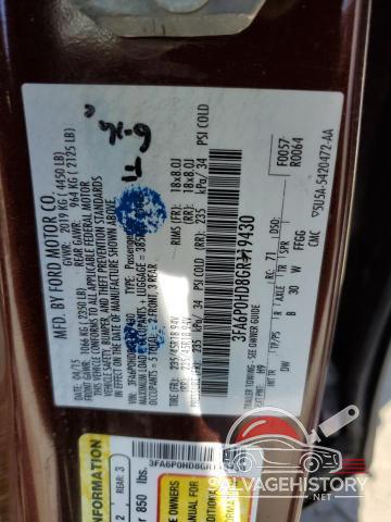 3FA6P0HD8GR119430 2016 FORD FUSION photo no. 12
