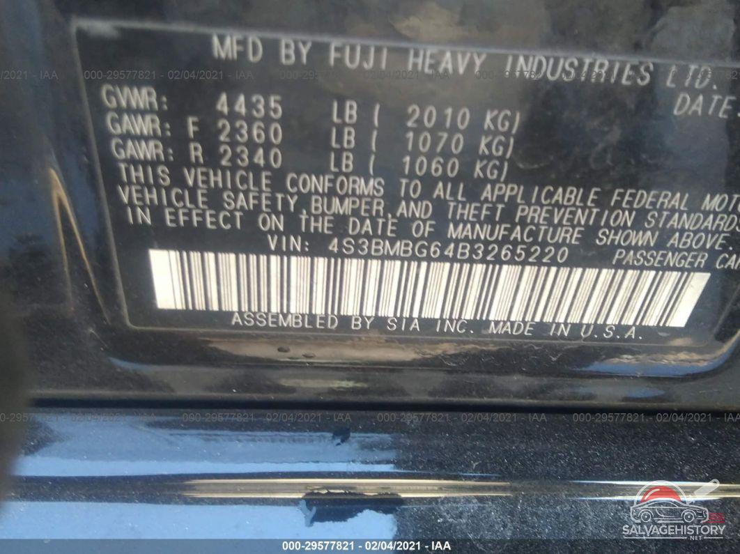 4S3BMBG64B3265220 2011 SUBARU LEGACY photo no. 9