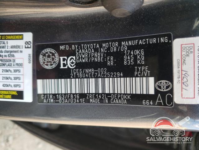 2T1BU4EE7AC252294 2010 TOYOTA COROLLA photo no. 12