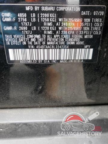 4S4BTAAC8L3242354 2020 SUBARU LEGACY photo no. 12