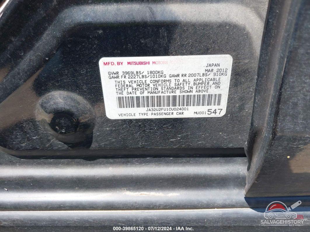 JA32U2FU1CU024001 2012 MITSUBISHI LANCER photo no. 9