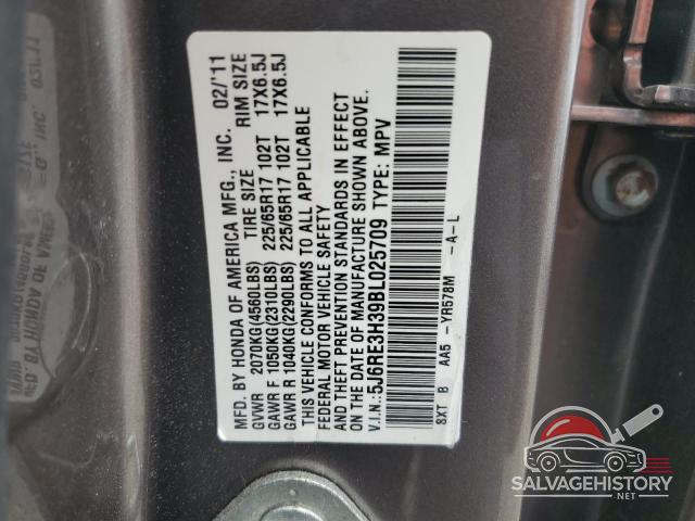 5J6RE3H39BL025709 2011 HONDA CRV photo no. 13