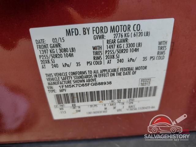 1FM5K7D85FGB88938 2015 FORD EXPLORER photo no. 13
