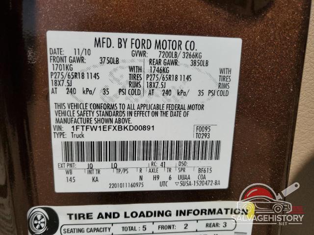 1FTFW1EFXBKD00891 2011 FORD F-150 photo no. 12