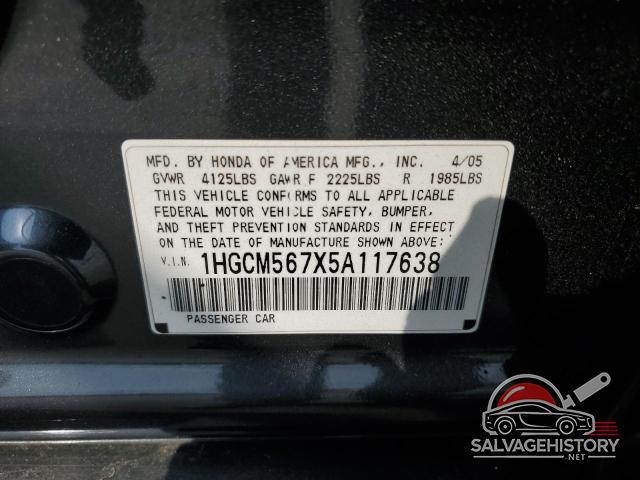 1HGCM567X5A117638 2005 HONDA ACCORD photo no. 13