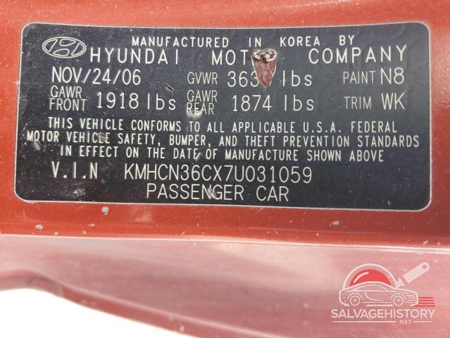 KMHCN36CX7U031059 2007 HYUNDAI ACCENT photo no. 12