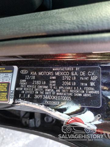 3KPF34AD0KE070005 2019 KIA FORTE photo no. 12