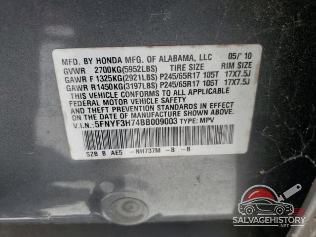 5FNYF3H74BB009003 2011 HONDA PILOT photo no. 13