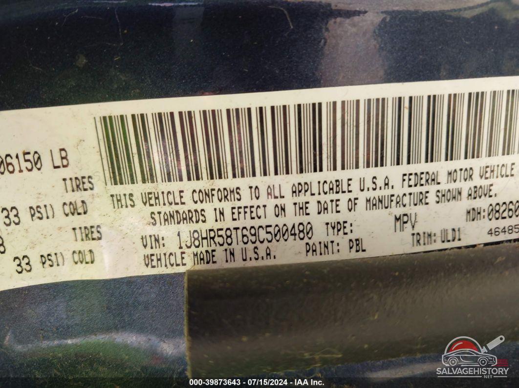 1J8HR58T69C500480 2009 JEEP GRAND CHEROKEE photo no. 9