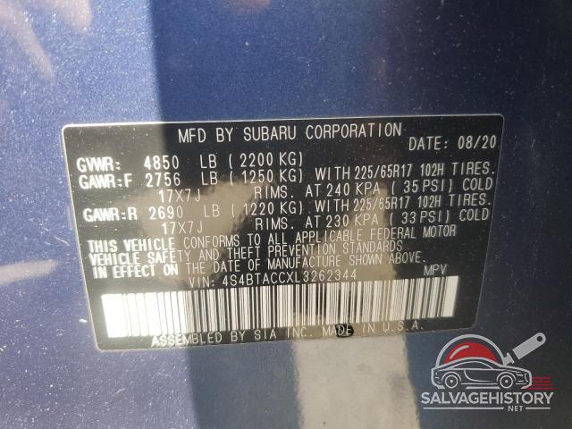 4S4BTACCXL3262344 2020 SUBARU OUTBACK photo no. 13