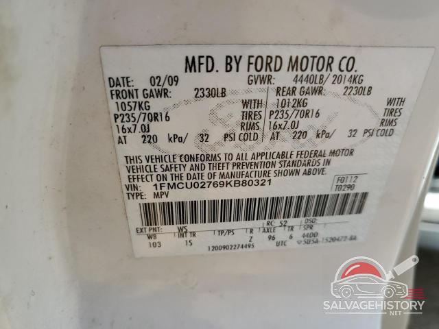 1FMCU02769KB80321 2009 FORD ESCAPE photo no. 13