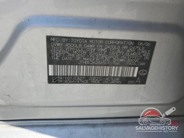 JTHBE262665010766 2006 LEXUS IS photo no. 12