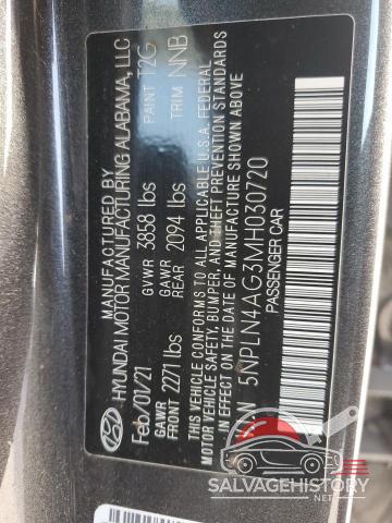 5NPLN4AG3MH030720 2021 HYUNDAI ELANTRA photo no. 12