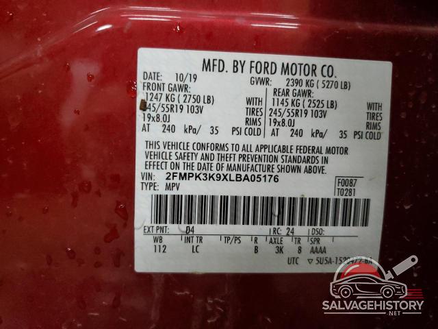 2FMPK3K9XLBA05176 2020 FORD EDGE photo no. 12
