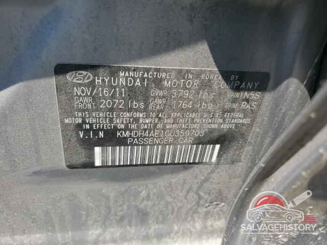 KMHDH4AE1CU359703 2012 HYUNDAI ELANTRA photo no. 12
