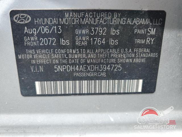 5NPDH4AEXDH394725 2013 HYUNDAI ELANTRA photo no. 12